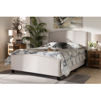 Baxton Studio Morgan-Beige-Full Morgan Modern Transitional Beige Fabric Upholstered Full Size Panel Bed